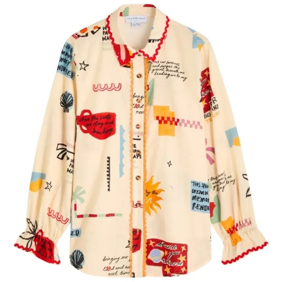 Never Fully Dressed Tops - NWT Women NEVER FULLY DRESSED Cream Poema Geanie embroidered frill cuff shirt